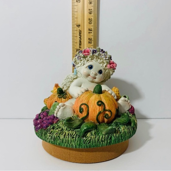2001 Dreamsicles Pumpkin Fall Autumn Cherubs Angels Candle Jar Topper - Picture 9 of 10